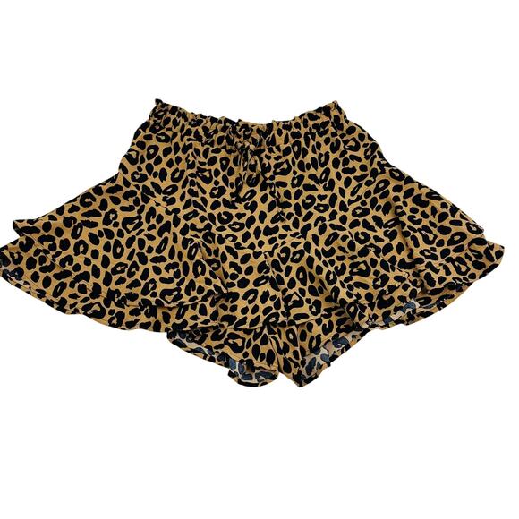 Animal Leopard Print Stretch Ruffled Dressy Chic Skorts Women's Size Medium - Picture 1 of 8